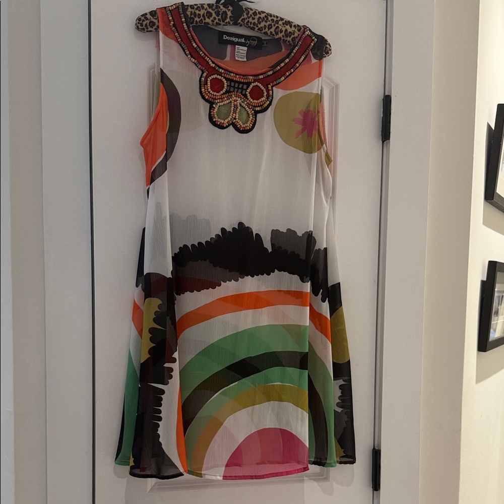 Desigual Multicolor Dress with Beaded Detail